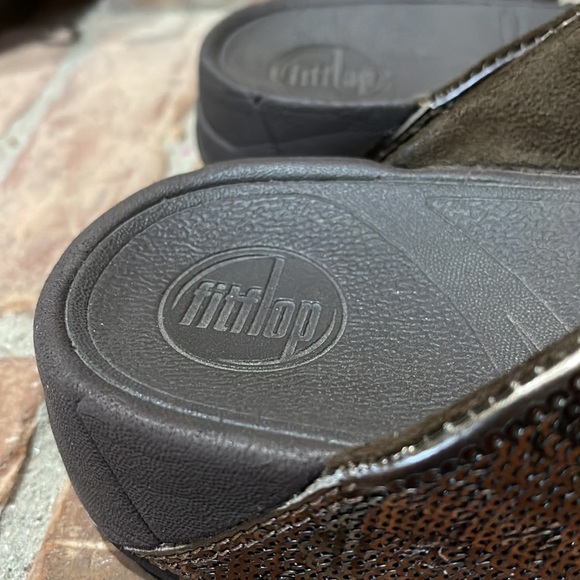 Fitflop Electra Classic Bronze Sequin Flip Flop Sandals - Picture 3 of 7